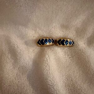 Vintage Elegant Gold and Blue clip on Earrings